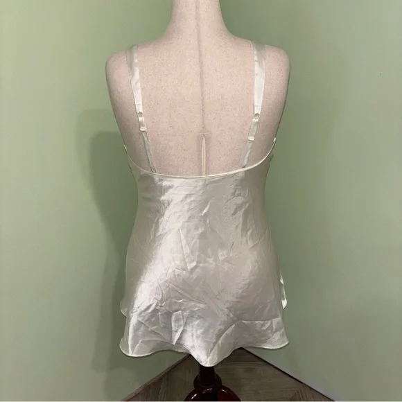 VTG Victoria’s Secret White Satin Mini Slip Dress Sequin 90s Fairy Women’s Sz L - Picture 2 of 7